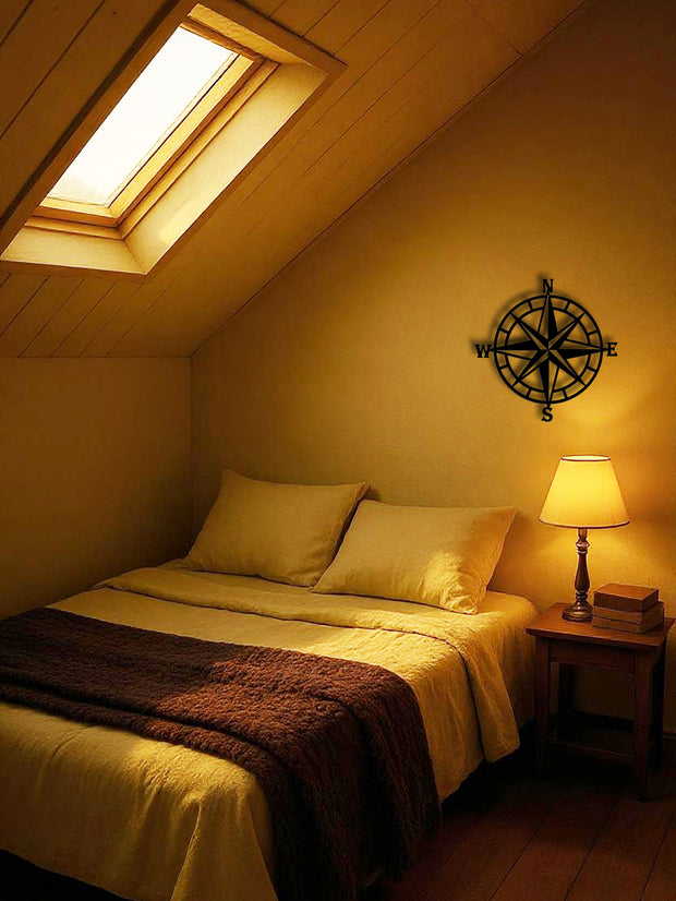 Nautical Compass Metal Wall Art - Ocean Theme Decor Sailor Gift Idea