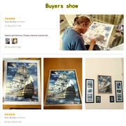 Canvas Painting Wall-Art Landscape By Numbers Elephants Home-Decor RUOPOTY Unique Modern