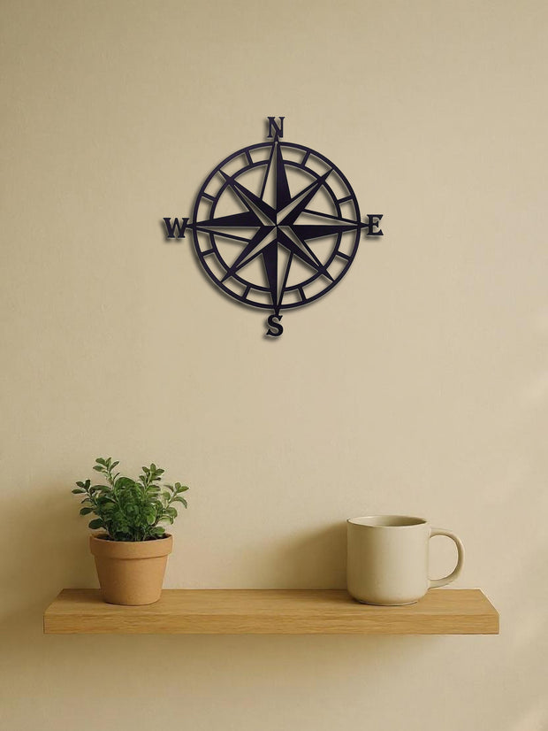 Nautical Compass Metal Wall Art - Ocean Theme Decor Sailor Gift Idea